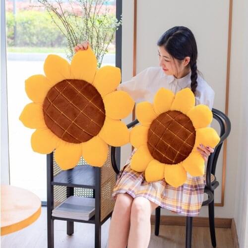 Lovely 70cm Fresh Yellow Flower Plush Pillow Toy Soft Cartoon Sunflower Plant Stuffed Doll Chair Cushion Sofa Kids Lovers Gifts