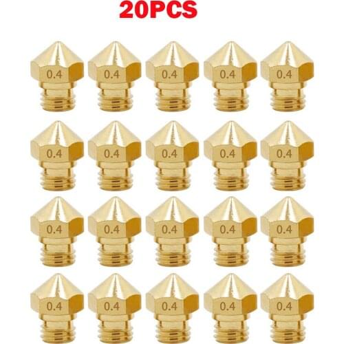 MK10 M7 Nozzle for 3D Printer, 20PCS Brass Extruder Head Hotend Nozzles 0.4mm, fit 1.75mm Filament Wanhao Dupicator D4/I3/Dremel