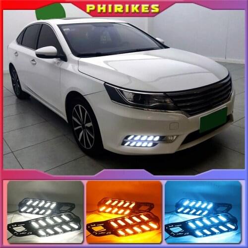 LED DRL Fog lamp driving lights with Yellow Turn Signal Function For Roewe i6 2017 2018 Daytime running lights