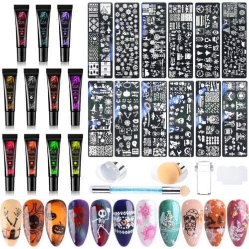 Stamper Transfer Gel Flowers Lace Iamge Liner Nail Art Template Stamper Manicure