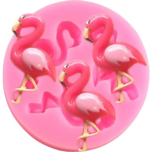 Three Flamingos Cupcake Topper Fondant Mould Cake Decorating Tools Cake Border Silicone Mold Candy Clay Chocolate Gumpaste Molds