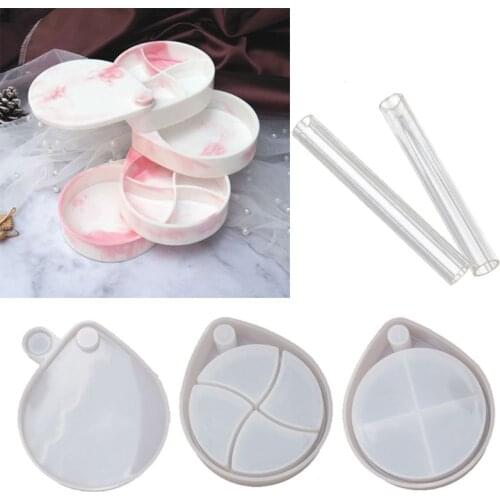 Teardrop Shape Rotating Jewelry Box Resin Casting Mold 3-Tiered Tray Jewelry Storage Organizer Silicone Mold Art Craft Tools