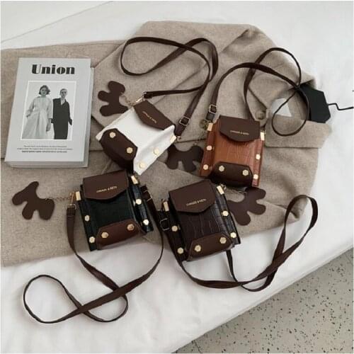 2021 New Trending Mobile Phone Mini PU Crocodile Pattern Women Patchwork Purse Handbag Flap MC3977