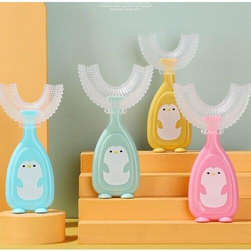 U-Shape Toothbrush Waterproof Design Kids Toothbrush Silicone 360 Degree Manual Children Cartoon Teeth Cleaning Whitening Tools