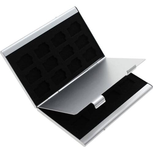 1Pc Memory Card Storage Case Silver Aluminum TF Card Box Holder Protector For 24 TF Micro SD Cards New
