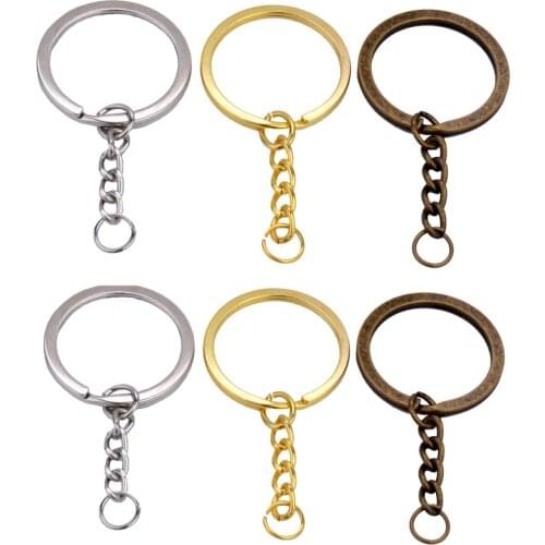 10pcs/lot Key Ring Key Chain Rhodium Gold Bronze Color 60mm Long Round Split Keychain Keyrings Jewelry Making Wholesale