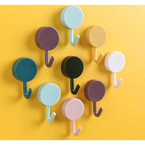 10PCS Strong Adhesive Sticker Wall Hooks Creative Cute Hanging Hooks Anti-skid Free Perforated Door Kitchen Bathroom Sticky Hook