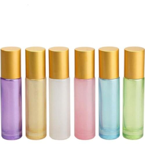 100pcs/lot 10ML Thick Glass Perfume Roll On Bottle Empty Essential Oil Vials with Stainless Steel Roller Ball LX3769