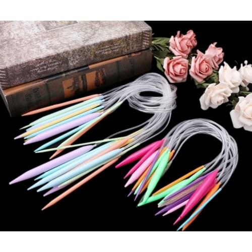 12x Plastic Circular Knitting Needle Crochet Set Craft Multicolor Tube 40cm 80cm