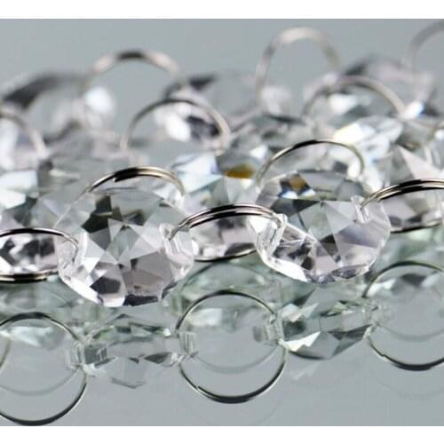 14mm 200pcs Crystal Octagon Bead K9 Crystal 2 Holes Wedding Home Decoration Crystal Accessories Chandelier Parts Glass Pendant