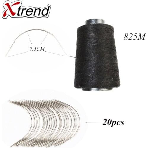 20pcs 7.5CM Long C TYPE Curved Needles Hair Plus 825CM Weaving Thread For Hair Extension Tool Free Shipping