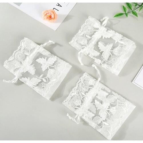 Pretty Lace Maple Drawstring Pouches Bag Mesh Bundle Pockets Candy Bags Jewelry Bags Earrings Storage Organizer Fashion Bag