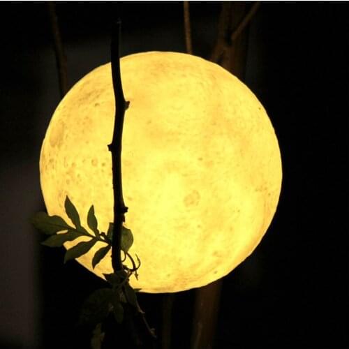 3D Print Rechargeable Touch Induction Switch Moon Lamp 2 Color Change Bedroom Bookcase Usb Led Night Light Home Decor Gift
