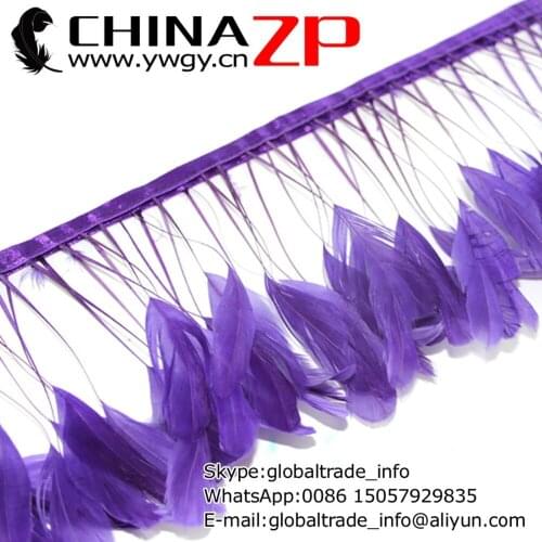 4-6 Inch CHINAZP Factory 10yards/lot Exporting Good Quality Dyed Lavender Stripped Coque Rooster Tail Feathers Trim