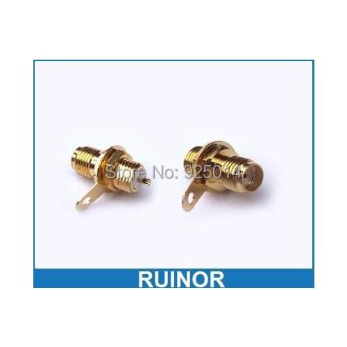 50 Sets SMA Female Jack RF Connector Panel Mount with Nut Bulkhead Handle Solder