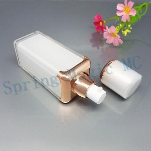 50PCS 30ML Acrylic Square Vacuum Bottle Pearl White Emulsion/Foundation/BB Cream Airless Bottle Makeup Emulsion Sub-bottle