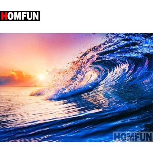 HOMFUN Full Square/Round Drill 5D DIY Diamond Painting "Wave scenery" 3D Embroidery Cross Stitch 5D Home Decor Gift A17402