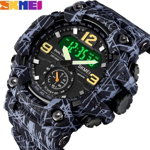 SKMEI Dual Display Analog LED Electronic Quartz Wristwatch Military Men Sports Watches Relogio Masculino Male Clock reloj hombre