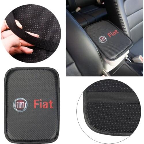 VEHICAR Car Armrest Pad Center Console Box Cushion Mat for Fiat Car Armrest Cover Carbon Fiber Leather Decoration Universal