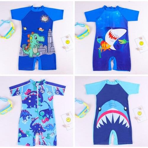 Cartoon boys one-piece swimwear 8-12 years old boys fashion trend breathable beach vacation swimwear