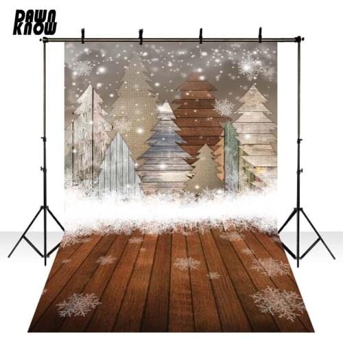 DAWNKNOW Christmas Wood Tree Snowflake Background Photography Backdrop Celebrate Newborn Children Photocall Photo Studio GY193