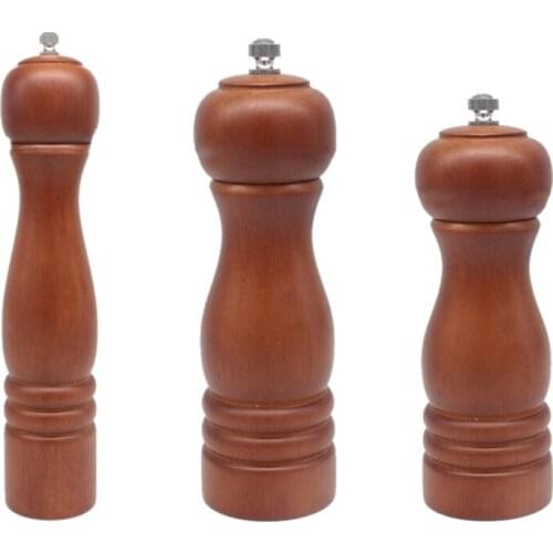 Wooden Adjustable Ceramic Grinder Set Various Sizes Sea Salt Black Pepper Mills