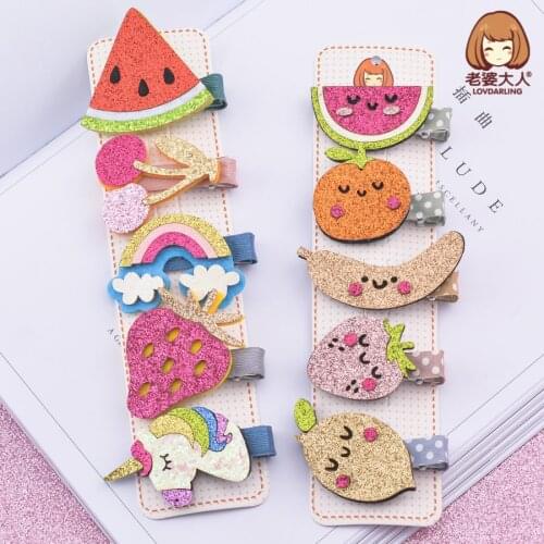 Lovdarling Margaret Sequined Fruit Unicorn Rainbow Children Hairpin Combination Set Hairpin Hair Accessories
