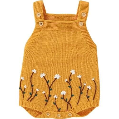 Baby Bodysuits Knitted Newborn Boys Girls Bodysuit Fashion Cute Embroidered Toddler Infant Clothing Sleeveless One Piece Overall