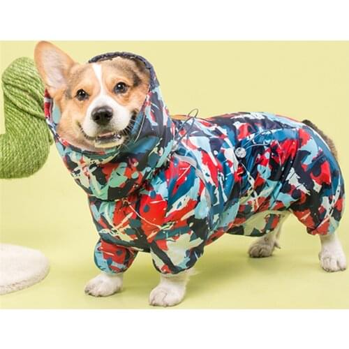 Welsh Corgi Dog Raincoat Jumpsuit Pet Clothing Waterproof Dog Clothes Golden Retriever Rain Jacket Costume Pet Outfit Rainwear