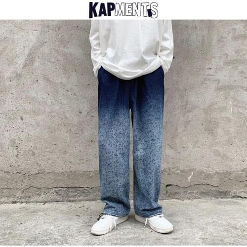 KAPMENTS Men Harajuku Baggy Y2k Jeans Pants 2021 Mens Japanese Streetwear Causal Denim Trousers Man Vintage Wide Leg Denim Pants