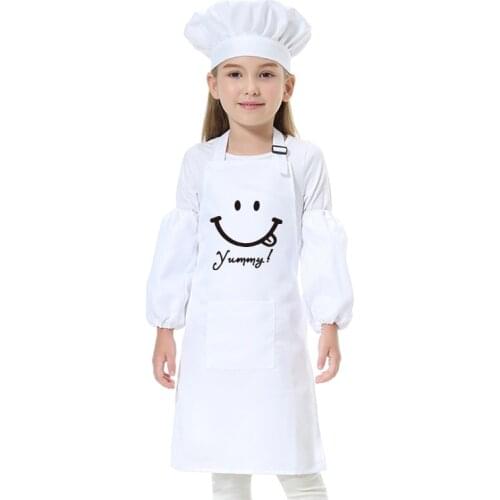 Childrens Apron Custom Logo Painting Clothes Kindergarten Advertising Sleeves Chef Hat Kit Cooking Baking Diy Class Smock