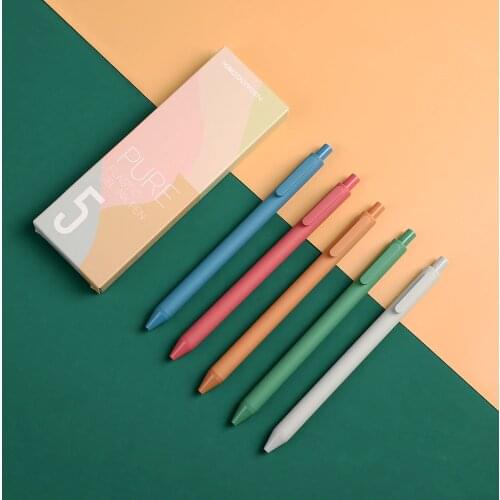 JIANWU 5pcs/set 0.5mm Retro color Simple Clip Gel Pen Creative Modeling Smooth Neutral Pen Kawaii School Supplies Chinsese Style
