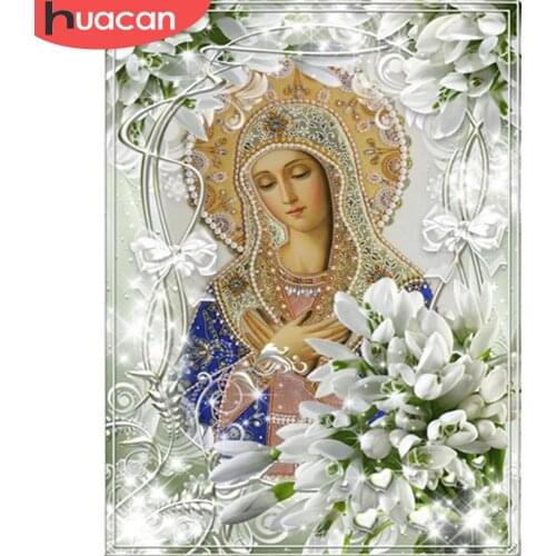HUACAN 5D DIY Diamond Painting New Religion Portrait Diamond Embroidery Cross Stitch Woman Rhinestones Full Mosaic Craft Kit