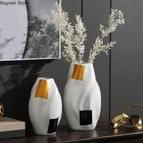 Ceramic Semi-circular Arc Line Vase Dried Flower Flower Arrangement Accessories Countertop Vase Crafts Home Decoration Modern
