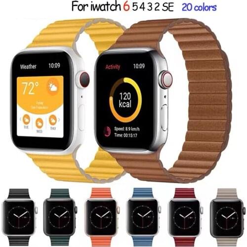 Leather loop strap watchband For iWatch 3/2/1 38mm 42mm Magnetic loop For Apple Watch band 40mm 44mm For iWatch 6/5/4/3/2/SE
