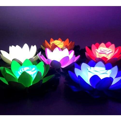 Luces de loto flotantes para el agua, luz con forma de flor linterna de agua para piscina, luz budista