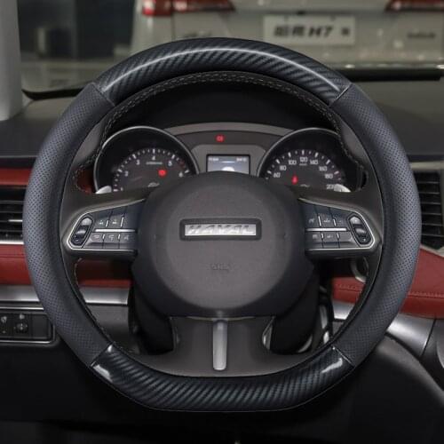 Genuine Leather + Carbon Fibre D Shape Car Steering Wheel Cover for Haval F7 F7X F5 Auto Accessories interior Fast Shipping