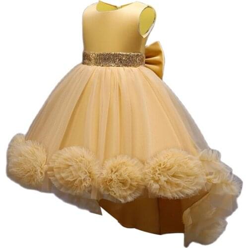 Elegant Baby Girls 2021 New Dress Birthday Party Princess Dresses Flower Girls Wedding Dress Baby Kid Piano Performance Clothing