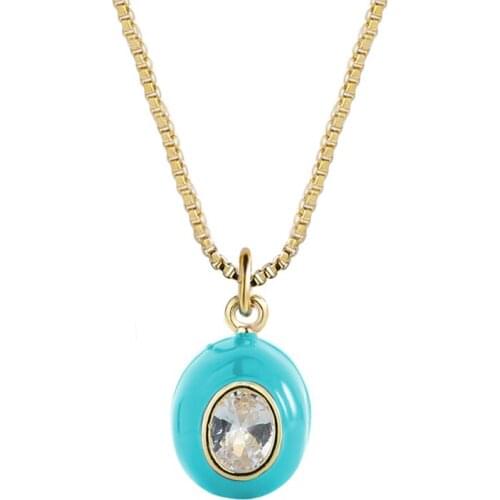 New Arrivals In 2021, The Trend Of Simple Style Golden Pendant Necklace For Women Colorful Zircon Jewelry Best Party Gifts