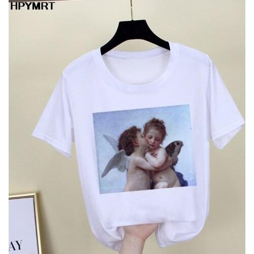 New Womens T Shirts Fun angel Printing Femm T-Shirt Funny graphics Short Sleeve Tops Tee Clothing Mulher Camiseta Tshirt Female