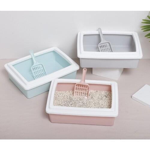 New open rectangular cat box cat litter basin simple Nordic style small size cat litter shovel cat supplies