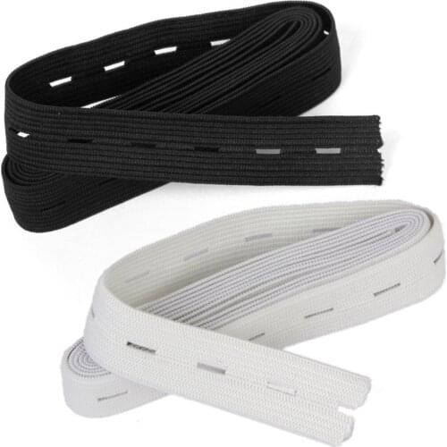 5M/10M Sewing Knit Buttonhole Flat Elastic Bands 20mm White and Black AA7639