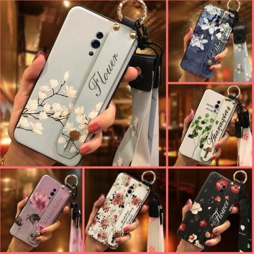 Anti-knock For Woman Phone Case For OPPO Reno Fashion Design Wrist Strap For Girls Flower Original
