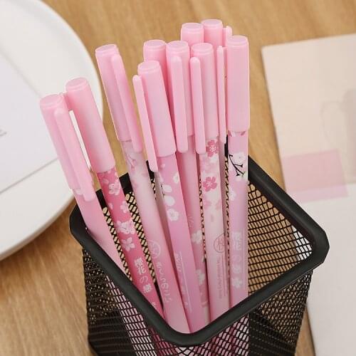 3pc/lot Lovely Cherry Blossom Erasable Pen Girls Pink Gel Pens for Writing 0.5mm Washable Handle Blue Ink School Office Supplies