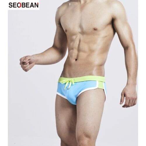 SEOBEAN Summer Mens Swimming Suits Holiday Beach Casual Solid Color Hot Spring Mens Swimming Briefs