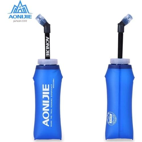 AONIJIE Folding Soft Water Flasks TPU Water Bottle BPA Free With Long Straw For Trail Running Outdoor Camping Hiking 350ml 600ml