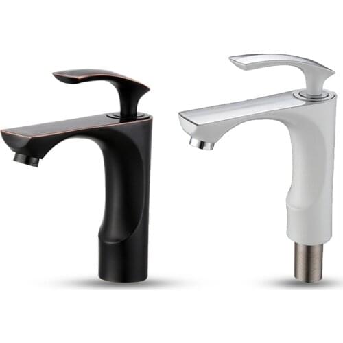 Bathroom Basin Faucet Square Spout Single Handle Deck Sink Mixer Water Taps Deck Mounted Antique Wash Hot and Cold Mixer Taps