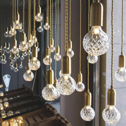 Modern Glass Ball Led Pendant Lamp Fixtures Bedside Gold Indoor Kitchen Hanging Lights Luminaire Dining Room Lighting Decoration