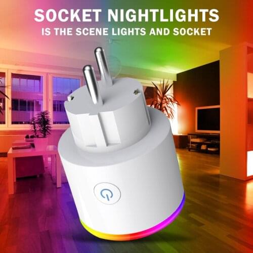EU/UK/US Plug Smart Plug Wifi Smart Socket Power Outlet Works With Google Home Mini Alexa Timer Switch Wall Plug with RGB Light