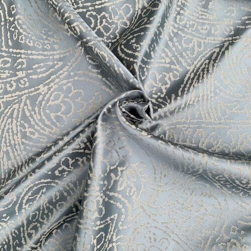 Vintage Paisley Jacquard Woven Gray Blue Upholstery Sofa Furniture Bedboard Interior Armchair Shiny Fabric 140cm Sell by Meter